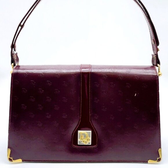 Auth Christian Dior Vintage Bordeaux GD Leather One-shoulder Bag NS011602
